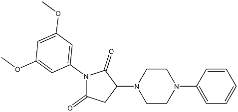 1-(3,5-dimethoxyphenyl)-3-(4-phenyl-1-piperazinyl)-2,5-pyrrolidinedione Struktur