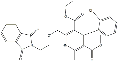 3-Ethyl-5-methyl-(4RS)-4-(2-chlorophenyl)-2-[[2-(1,3-dioxo-1,3-dihydro-2H-isoindol-2-yl)ethoxy]methyl]-6-methyl-1,4-dihydropyridine-3,5-dicarboxylate Struktur