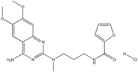 N-[3-[(4-amino-6,7-dimethoxyquina zolin-2-yl)(methyl)amino]propyl] furan-2-carboxamide Hydrochloride Struktur