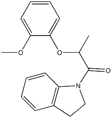 1-(2,3-dihydro-1H-indol-1-yl)-2-(2-methoxyphenoxy)-1-propanone Struktur