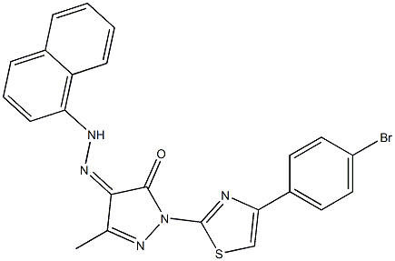 1-[4-(4-bromophenyl)-1,3-thiazol-2-yl]-3-methyl-1H-pyrazole-4,5-dione 4-[N-(1-naphthyl)hydrazone] Struktur