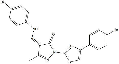 1-[4-(4-bromophenyl)-1,3-thiazol-2-yl]-3-methyl-1H-pyrazole-4,5-dione 4-[N-(4-bromophenyl)hydrazone] Struktur