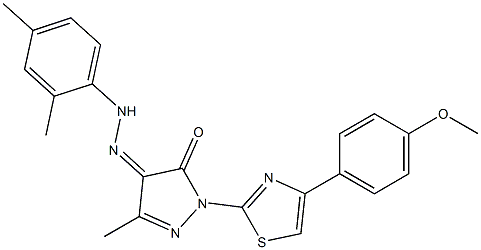 1-[4-(4-methoxyphenyl)-1,3-thiazol-2-yl]-3-methyl-1H-pyrazole-4,5-dione 4-[N-(2,4-dimethylphenyl)hydrazone] Struktur