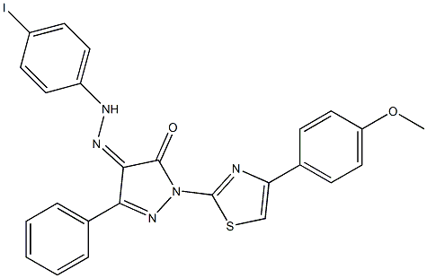 1-[4-(4-methoxyphenyl)-1,3-thiazol-2-yl]-3-phenyl-1H-pyrazole-4,5-dione 4-[N-(4-iodophenyl)hydrazone] Struktur