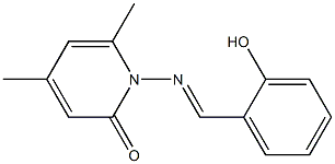 1-{[(E)-(2-hydroxyphenyl)methylidene]amino}-4,6-dimethyl-2(1H)-pyridinone Struktur