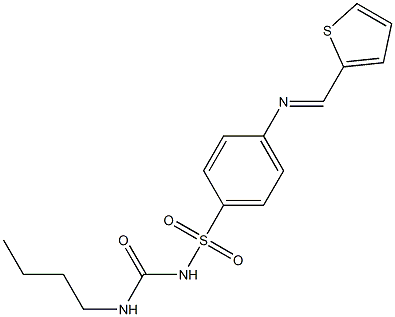 2-({[4-({[(butylamino)carbonyl]amino}sulfonyl)phenyl]imino}methyl)thiophene Struktur