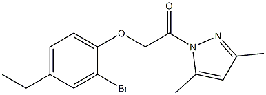 2-(2-bromo-4-ethylphenoxy)-1-(3,5-dimethyl-1H-pyrazol-1-yl)-1-ethanone Struktur