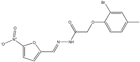 2-(2-bromo-4-methylphenoxy)-N'-[(E)-(5-nitro-2-furyl)methylidene]acetohydrazide Struktur