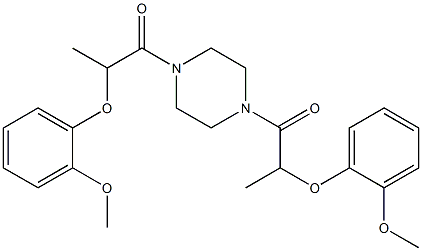 2-(2-methoxyphenoxy)-1-{4-[2-(2-methoxyphenoxy)propanoyl]-1-piperazinyl}-1-propanone Struktur