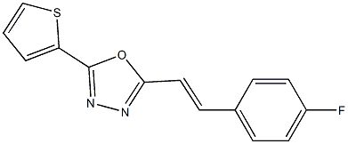 2-[(E)-2-(4-fluorophenyl)ethenyl]-5-(2-thienyl)-1,3,4-oxadiazole Struktur