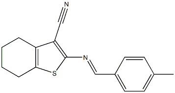 2-{[(E)-(4-methylphenyl)methylidene]amino}-4,5,6,7-tetrahydro-1-benzothiophene-3-carbonitrile Struktur