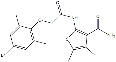 2-{[2-(4-bromo-2,6-dimethylphenoxy)acetyl]amino}-4,5-dimethyl-3-thiophenecarboxamide Struktur