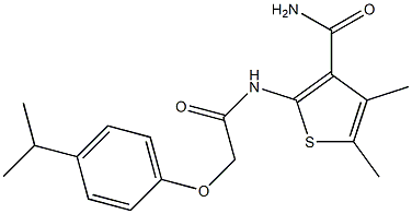 2-{[2-(4-isopropylphenoxy)acetyl]amino}-4,5-dimethyl-3-thiophenecarboxamide Struktur