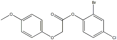 2-bromo-4-chlorophenyl 2-(4-methoxyphenoxy)acetate Struktur