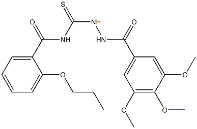 2-propoxy-N-{[2-(3,4,5-trimethoxybenzoyl)hydrazino]carbothioyl}benzamide Struktur