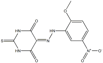 2-thioxodihydro-4,5,6(1H)-pyrimidinetrione 5-[N-(2-methoxy-5-nitrophenyl)hydrazone] Struktur