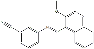 3-{[(E)-(2-methoxy-1-naphthyl)methylidene]amino}benzonitrile Struktur