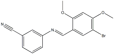 3-{[(E)-(5-bromo-2,4-dimethoxyphenyl)methylidene]amino}benzonitrile Struktur