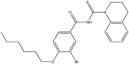 3-bromo-N-[3,4-dihydro-1(2H)-quinolinylcarbothioyl]-4-(hexyloxy)benzamide Struktur