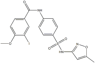 3-iodo-4-methoxy-N-(4-{[(5-methyl-3-isoxazolyl)amino]sulfonyl}phenyl)benzamide Struktur