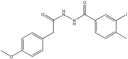 3-iodo-N'-[2-(4-methoxyphenyl)acetyl]-4-methylbenzohydrazide Struktur