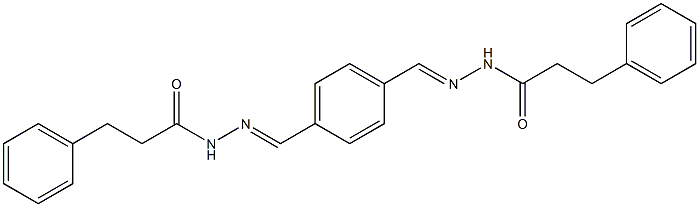 3-phenyl-N'-[(E)-(4-{[(E)-2-(3-phenylpropanoyl)hydrazono]methyl}phenyl)methylidene]propanohydrazide Struktur