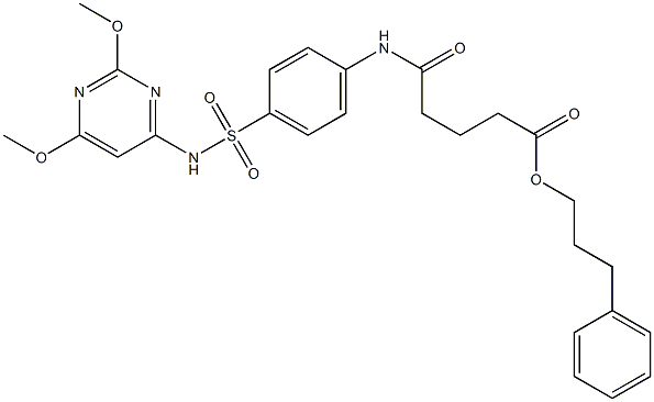 3-phenylpropyl 5-(4-{[(2,6-dimethoxy-4-pyrimidinyl)amino]sulfonyl}anilino)-5-oxopentanoate Struktur