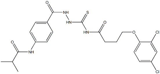 4-(2,4-dichlorophenoxy)-N-({2-[4-(isobutyrylamino)benzoyl]hydrazino}carbothioyl)butanamide Struktur