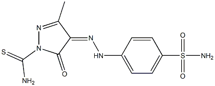 4-{(Z)-2-[4-(aminosulfonyl)phenyl]hydrazono}-3-methyl-5-oxo-1H-pyrazole-1(5H)-carbothioamide Struktur