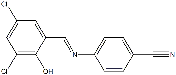 4-{[(E)-(3,5-dichloro-2-hydroxyphenyl)methylidene]amino}benzonitrile Struktur