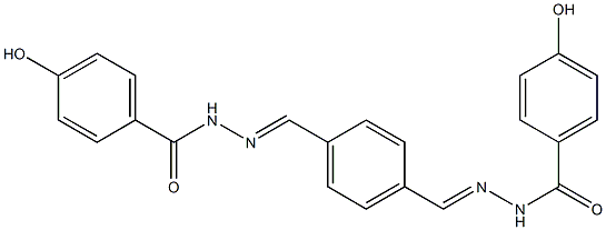 4-hydroxy-N'-[(E)-(4-{[(E)-2-(4-hydroxybenzoyl)hydrazono]methyl}phenyl)methylidene]benzohydrazide Struktur