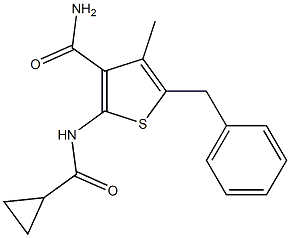 5-benzyl-2-[(cyclopropylcarbonyl)amino]-4-methyl-3-thiophenecarboxamide Struktur