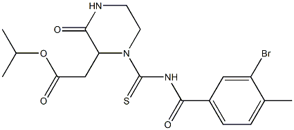 isopropyl 2-(1-{[(3-bromo-4-methylbenzoyl)amino]carbothioyl}-3-oxo-2-piperazinyl)acetate Struktur