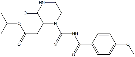 isopropyl 2-(1-{[(4-methoxybenzoyl)amino]carbothioyl}-3-oxo-2-piperazinyl)acetate Struktur