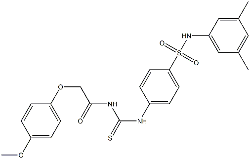 N-(3,5-dimethylphenyl)-4-[({[2-(4-methoxyphenoxy)acetyl]amino}carbothioyl)amino]benzenesulfonamide Struktur