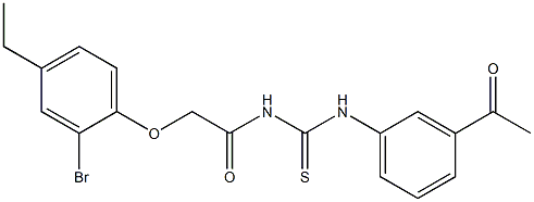 N-(3-acetylphenyl)-N'-[2-(2-bromo-4-ethylphenoxy)acetyl]thiourea Struktur