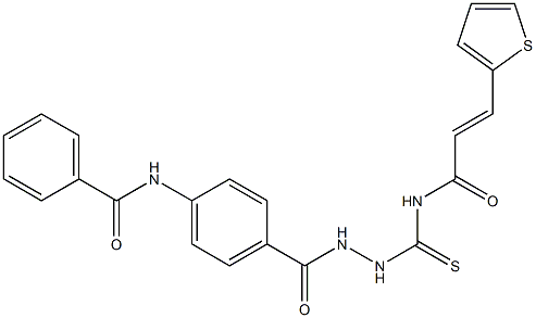 N-(4-{[2-({[(E)-3-(2-thienyl)-2-propenoyl]amino}carbothioyl)hydrazino]carbonyl}phenyl)benzamide Struktur