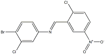 4-bromo-3-chloro-N-[(E)-(2-chloro-5-nitrophenyl)methylidene]aniline Struktur