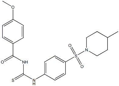 N-(4-methoxybenzoyl)-N'-{4-[(4-methyl-1-piperidinyl)sulfonyl]phenyl}thiourea Struktur