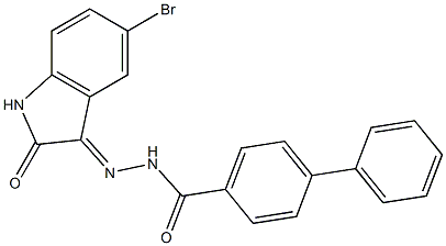 N'-(5-bromo-2-oxo-1,2-dihydro-3H-indol-3-ylidene)[1,1'-biphenyl]-4-carbohydrazide Struktur