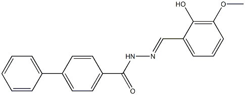 N'-[(E)-(2-hydroxy-3-methoxyphenyl)methylidene][1,1'-biphenyl]-4-carbohydrazide Struktur