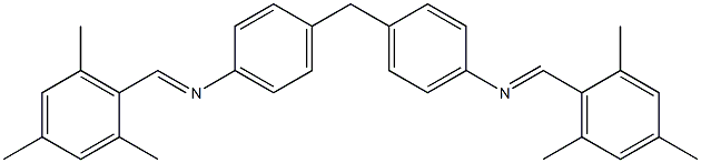 N-[(E)-mesitylmethylidene]-N-[4-(4-{[(E)-mesitylmethylidene]amino}benzyl)phenyl]amine Struktur