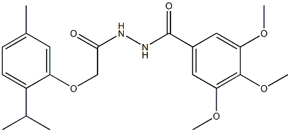 N'-[2-(2-isopropyl-5-methylphenoxy)acetyl]-3,4,5-trimethoxybenzohydrazide Struktur