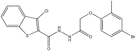 N'-[2-(4-bromo-2-methylphenoxy)acetyl]-3-chloro-1-benzothiophene-2-carbohydrazide Struktur