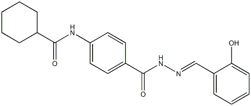 N-[4-({2-[(E)-(2-hydroxyphenyl)methylidene]hydrazino}carbonyl)phenyl]cyclohexanecarboxamide Struktur