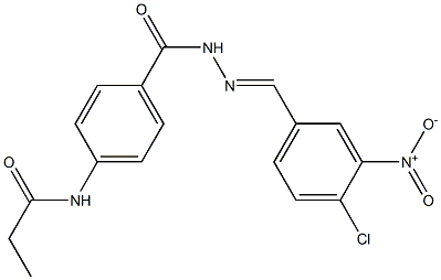 N-[4-({2-[(E)-(4-chloro-3-nitrophenyl)methylidene]hydrazino}carbonyl)phenyl]propanamide Struktur