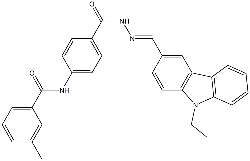 N-[4-({2-[(E)-(9-ethyl-9H-carbazol-3-yl)methylidene]hydrazino}carbonyl)phenyl]-3-methylbenzamide Struktur