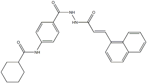 N-[4-({2-[(E)-3-(1-naphthyl)-2-propenoyl]hydrazino}carbonyl)phenyl]cyclohexanecarboxamide Struktur