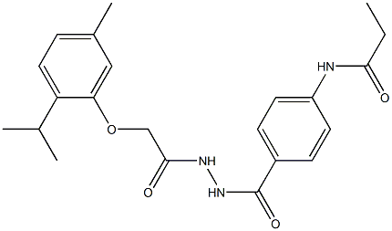 N-[4-({2-[2-(2-isopropyl-5-methylphenoxy)acetyl]hydrazino}carbonyl)phenyl]propanamide Struktur