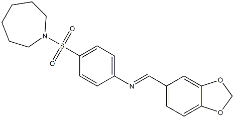 4-(1-azepanylsulfonyl)-N-[(E)-1,3-benzodioxol-5-ylmethylidene]aniline Struktur